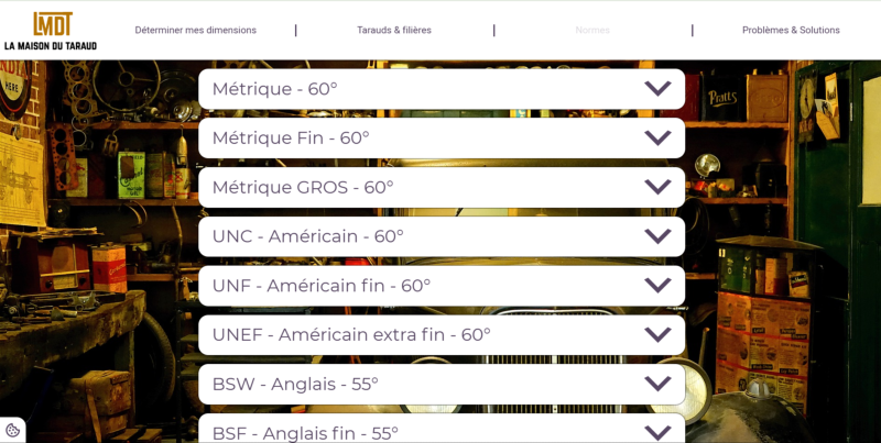 Nomes de filetage tarauds et filires